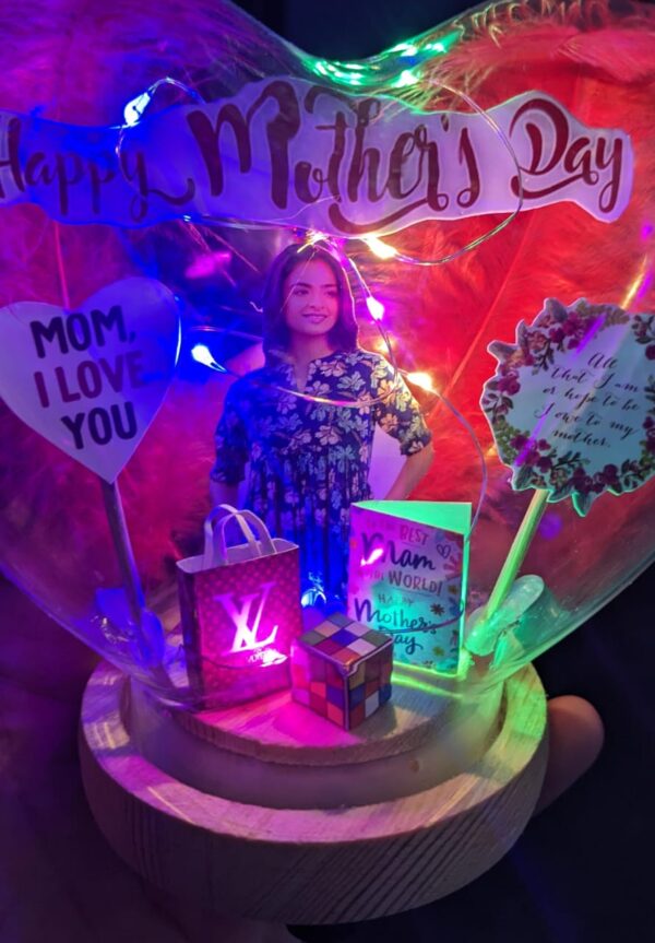 Customize 3D Hart Glass Lamp with Light - Image 3