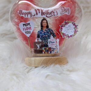 Customize 3D Hart Glass Lamp with Light