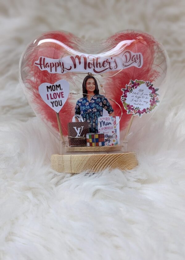 Customize 3D Hart Glass Lamp with Light